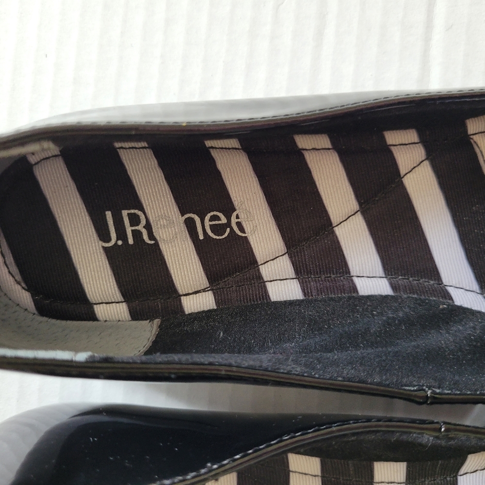 J Renee shoes black and white flats pointed toe patent leather preppy size 8 new - Picture 9 of 13